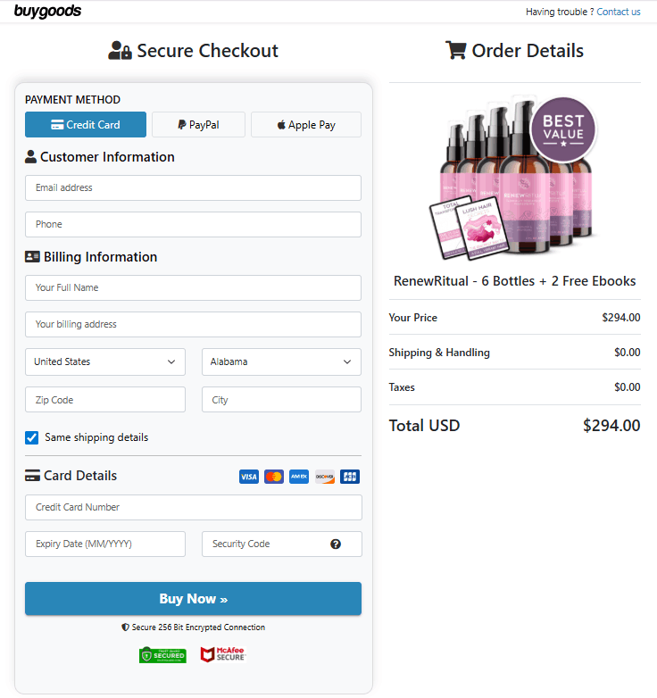 RenewRitual-checkout-page